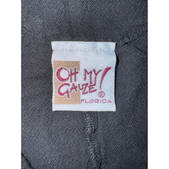 Oh My Gauze black V-Neck pointed hem asymmetrical bottom blouse - Picture 4 of 6